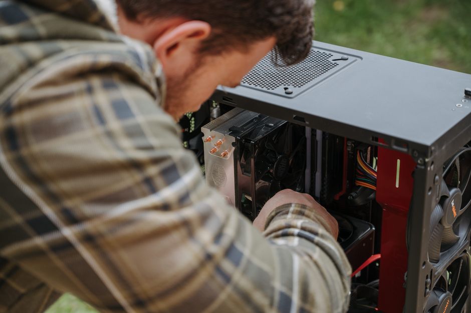 Person building a local AI server setup