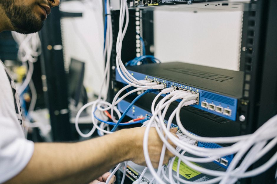 Server room maintenance or network infrastructure