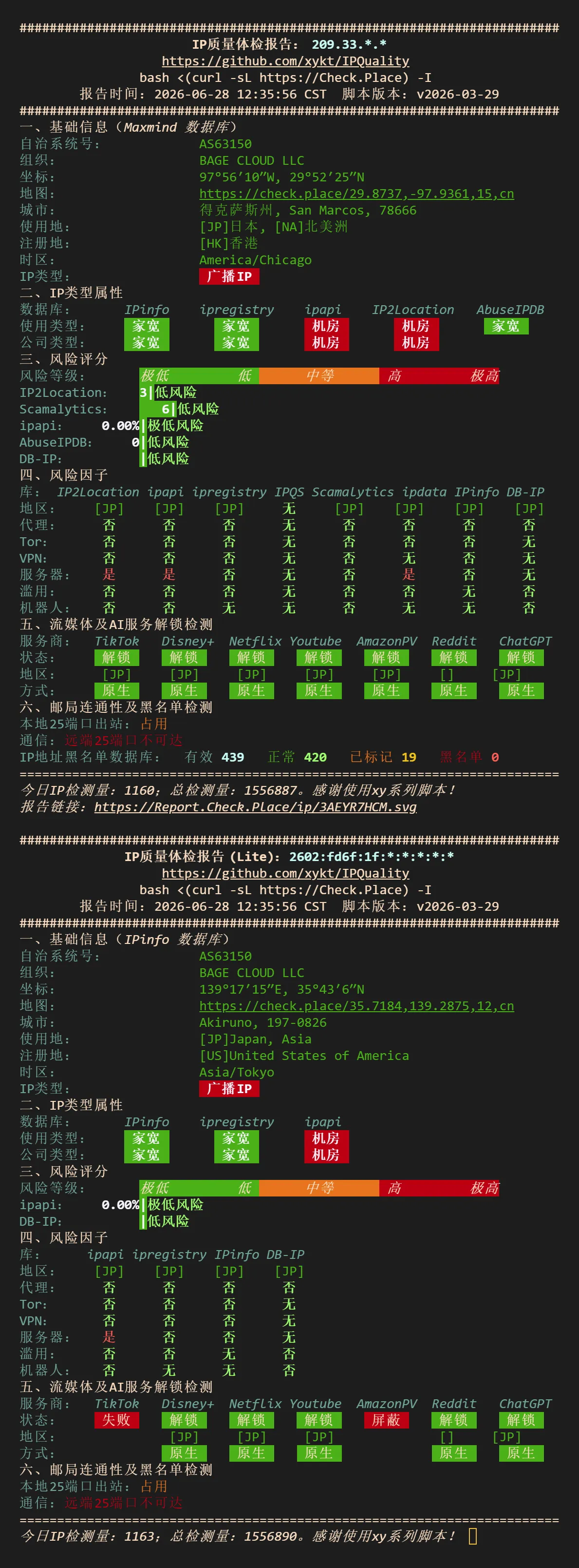 IP 质量检测结果