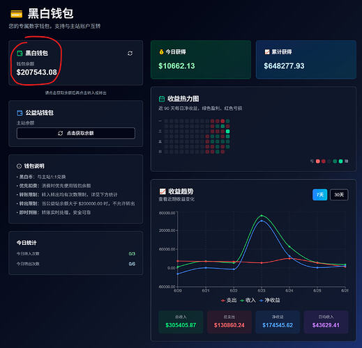 黑白公益站余额增长截图