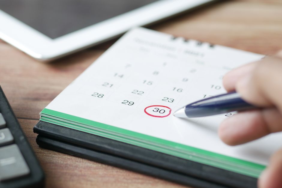 Calendar with deadline concept