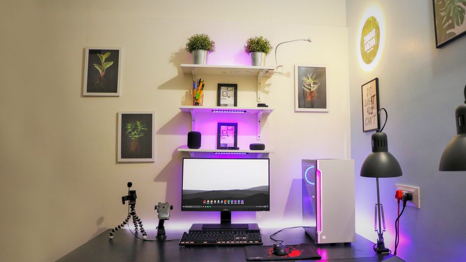 Clean minimalist desk workspace