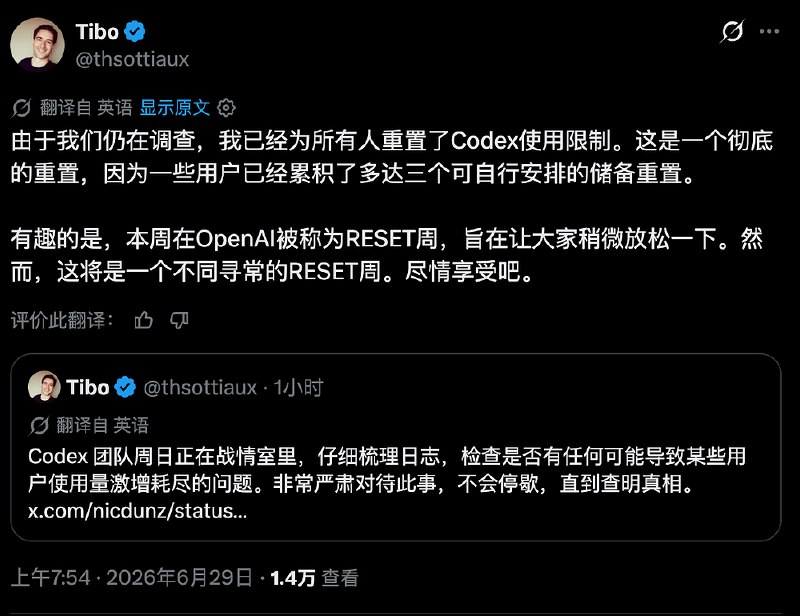 Codex 额度重置截图