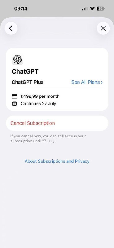 ChatGPT Plus会员订阅页面展示，显示土区价格为499里拉续费中