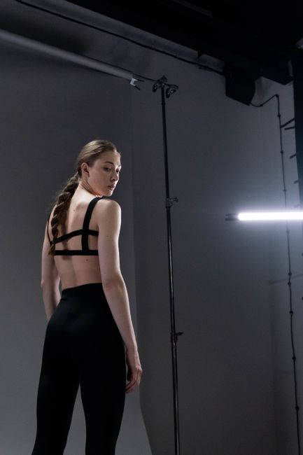 Professional yoga pants product photography in studio