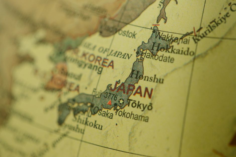 展示日本 BGP 线路网络延迟及路由走向的示意图