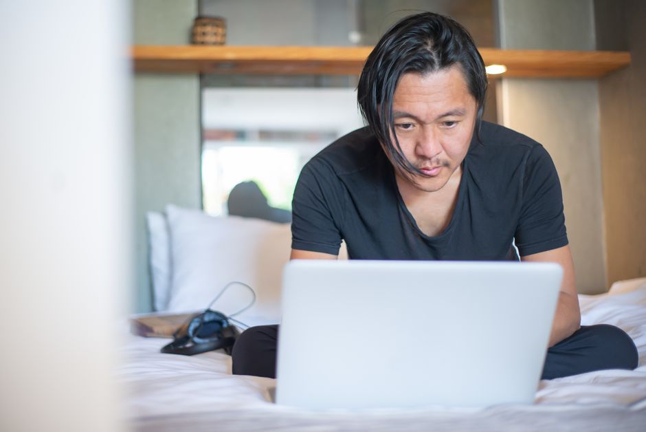 Freelancer working remotely on a laptop