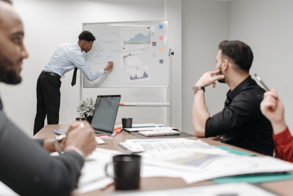 Business team meeting and presentation