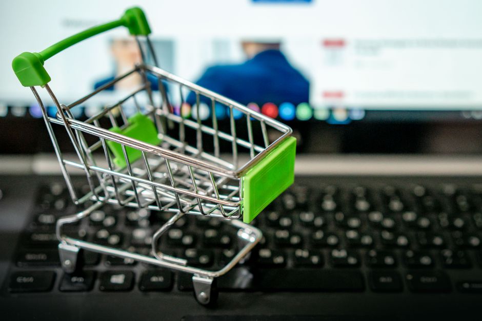 Illustration of online shopping and digital services like domains and hosting