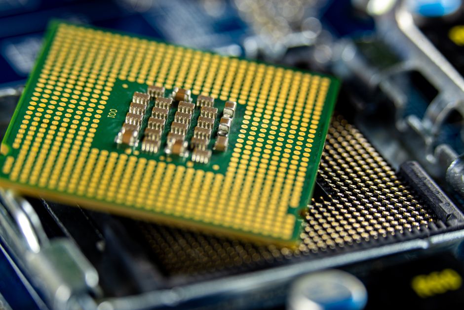 Close up of a CPU processor chip