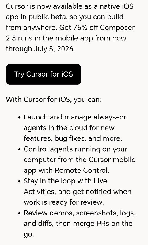Cursor iOS应用界面展示