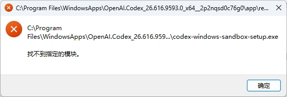Codex报错提示界面