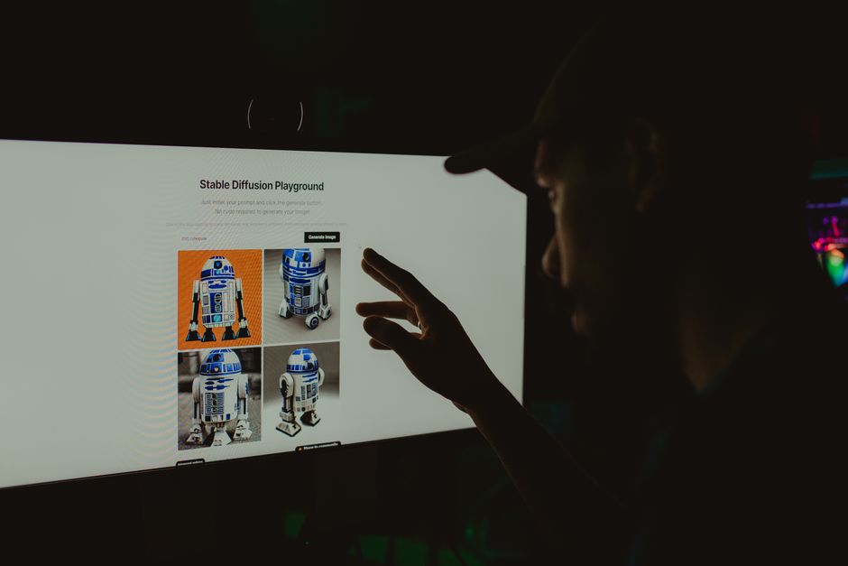 person using online AI art generation platform